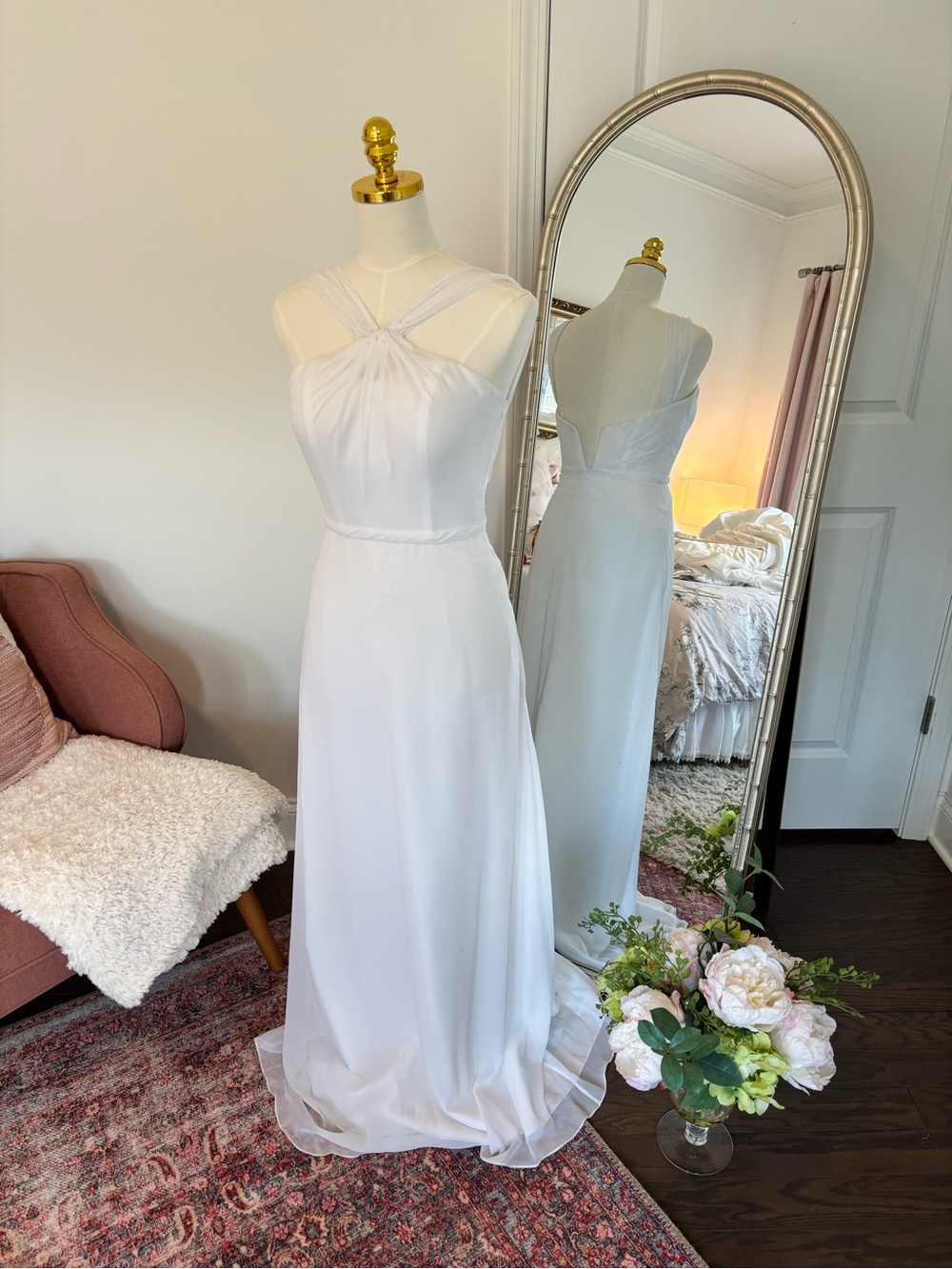 Mary's Bridal White Halter Chiffon Wedding Gown